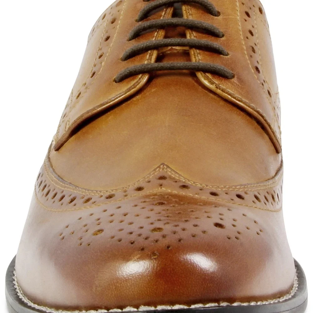 NEW ! Nunn Bush Men's Nelson Wingtip Oxfords dress shoes Cognac  12 M